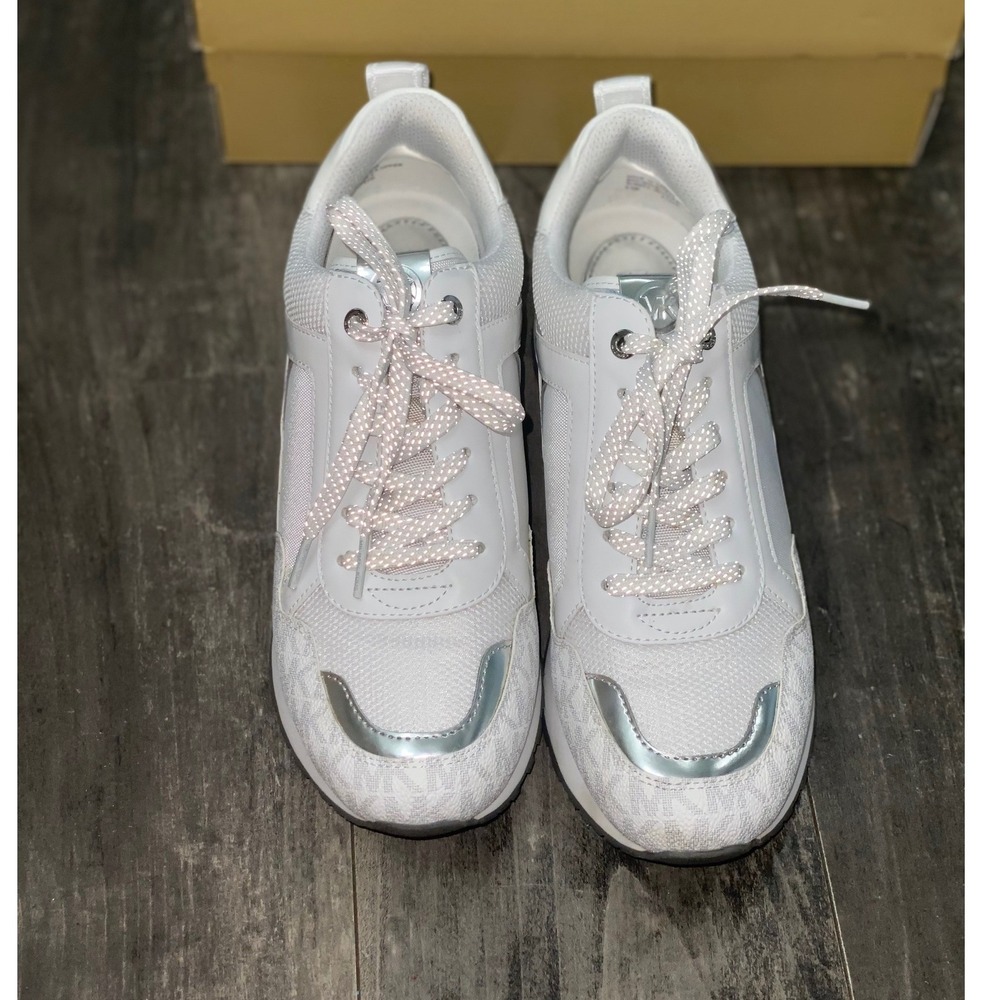 Michael Kors Wilma Trainers in Optic White Tech Canvas 8.5 Athleisure Glam - Picture 4 of 9